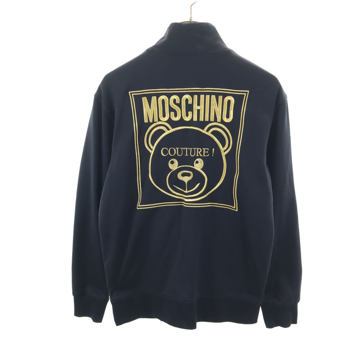 MOSCHINO モスキーノ イタリア製 バックロゴ刺繍 トラックジャケット 42 ブラック レディース