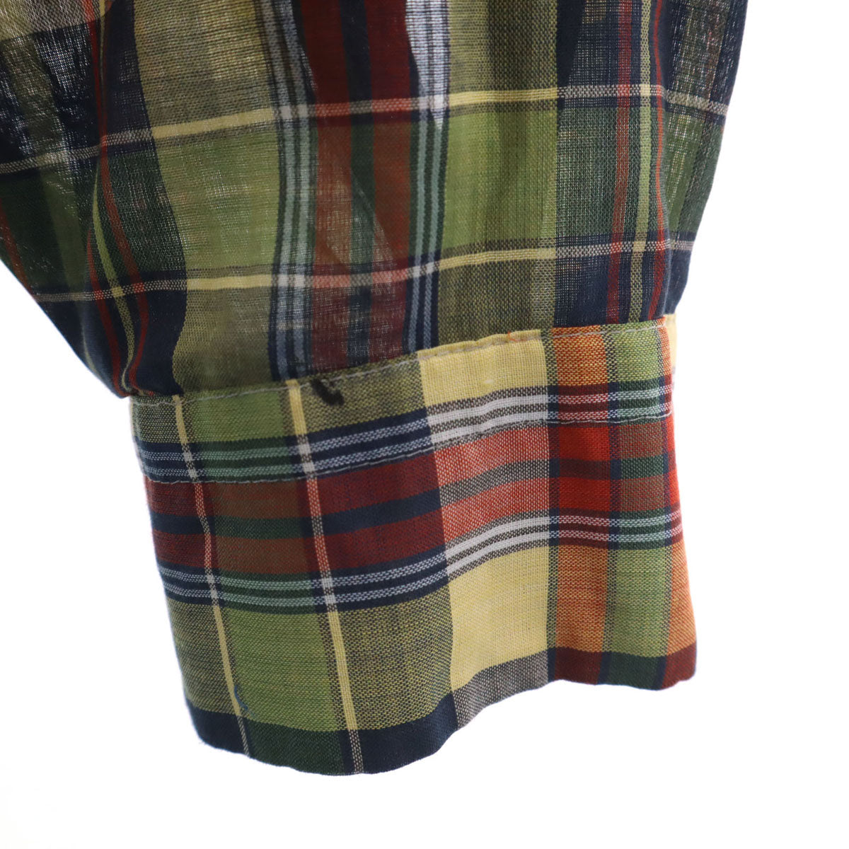 VAN HEUSEN ヴァンヒューゼン 60s 70s ヴィンテージ チェック柄 長袖 ボタンダウンシャツ M イエロー メンズ