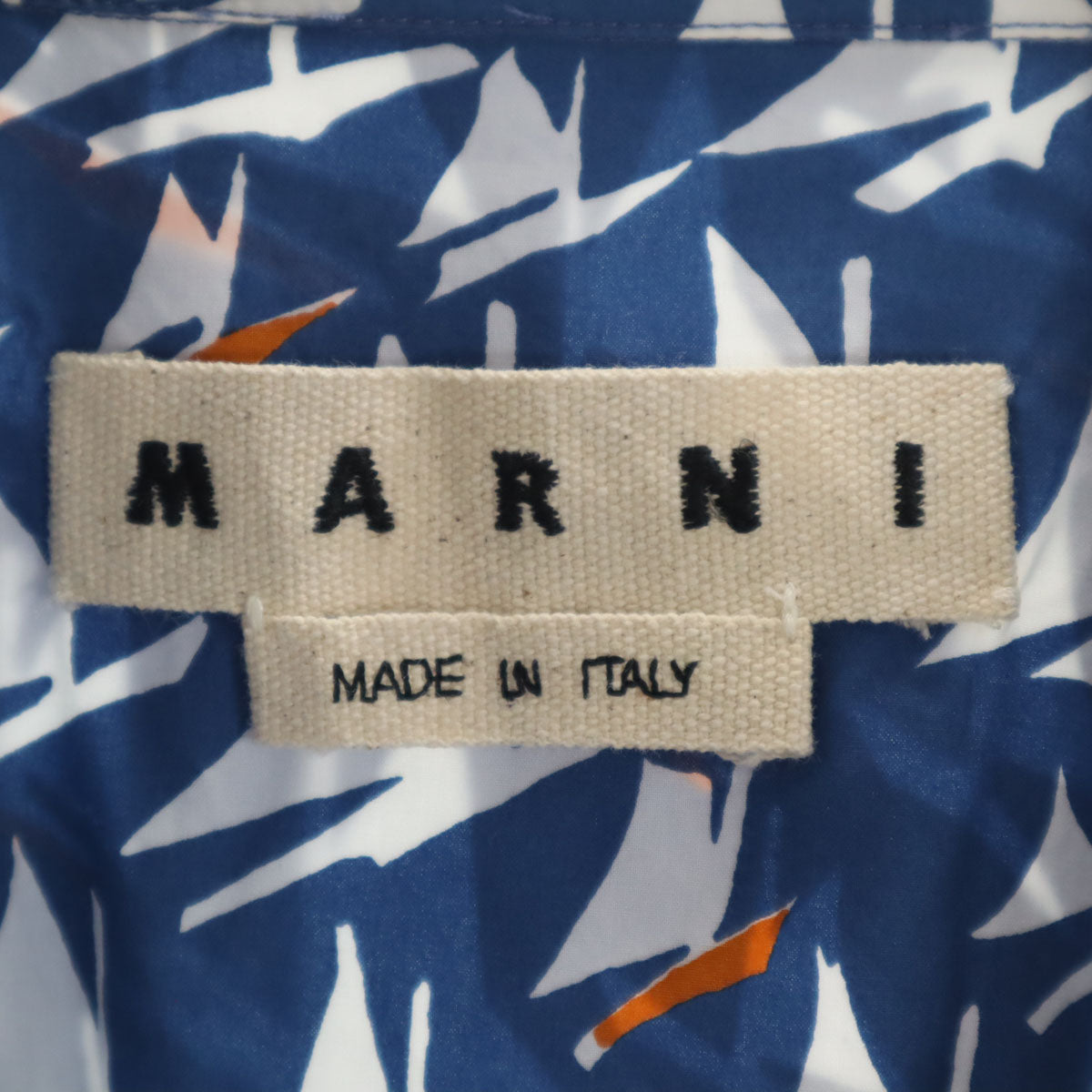 MARNI マルニ イタリア製 ヨット柄 長袖 コットンシャツ 46 ブルー メンズ
