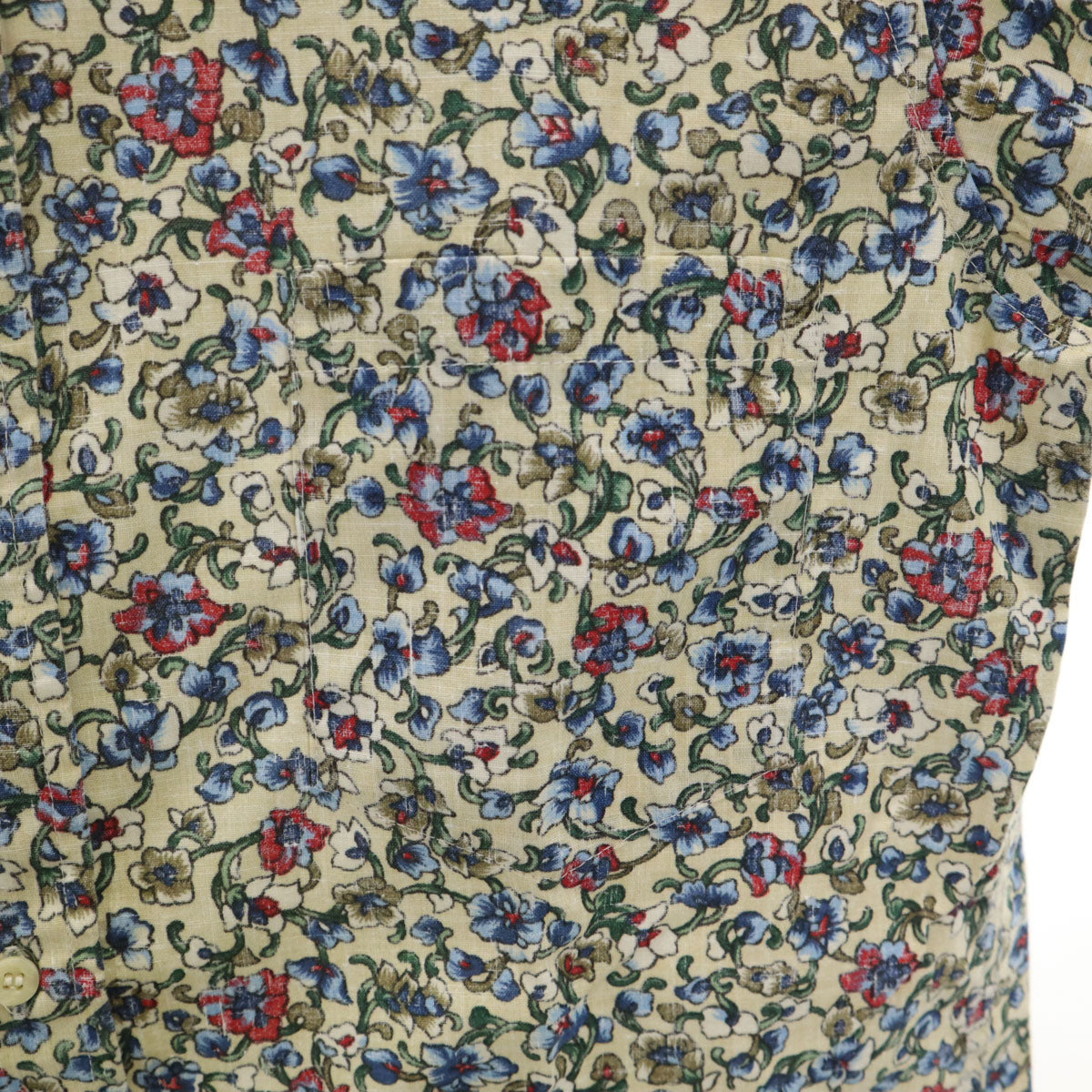 reyn spooner レインスプーナー 90s オールド 花柄 長袖 リバースプリント ボタンダウンシャツ XS 生成り メンズ