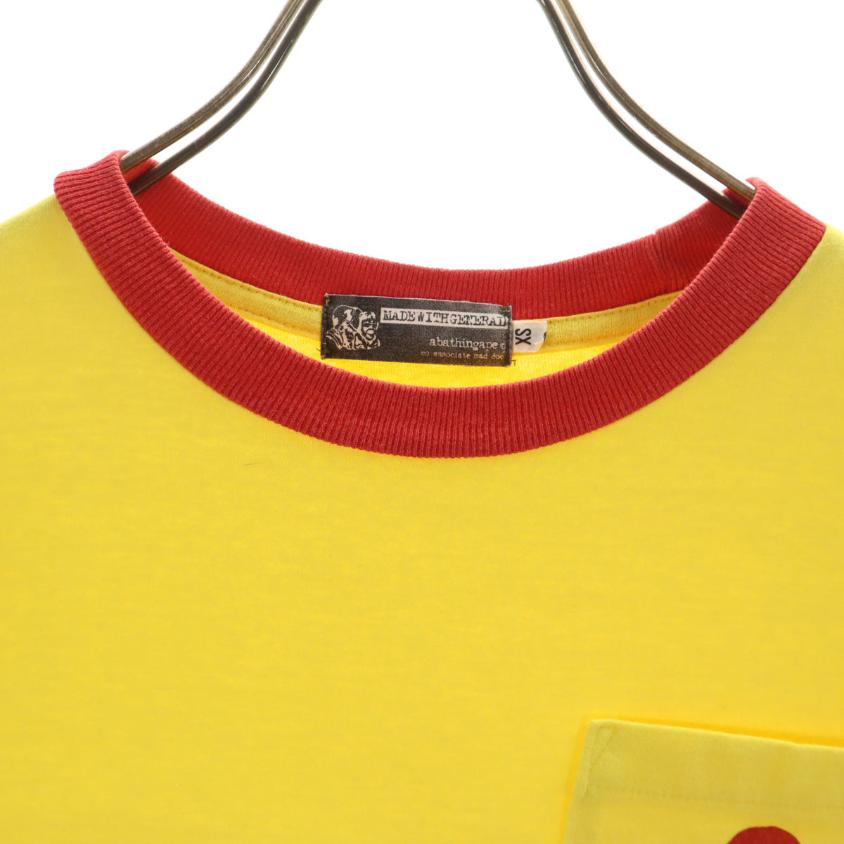 A BATHING APE アベイシングエイプ 日本製 長袖 Tシャツ XS イエロー ロンT メンズ