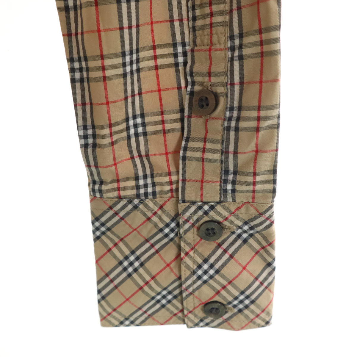 Burberrys OF LONDON BLUE LABEL バーバリーズオブロンドンブルーレーベル 90s オールド ノバチェック 長袖 ボタンダウンシャツ 38 ベージュ 三陽商会 レディース
