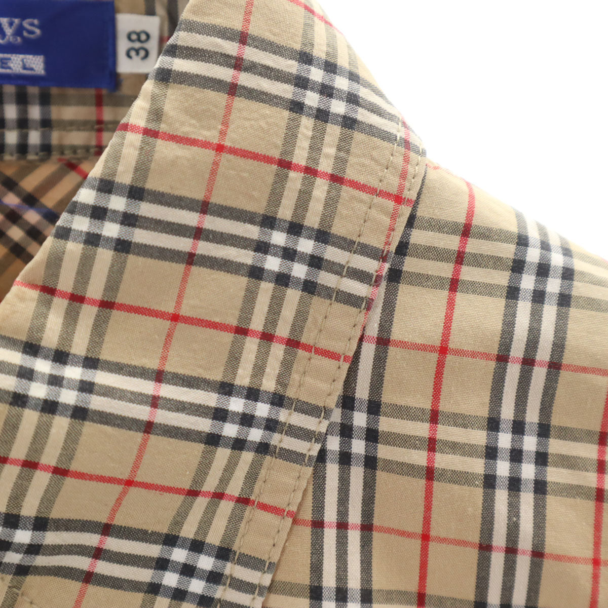 Burberrys OF LONDON BLUE LABEL バーバリーズオブロンドンブルーレーベル 90s オールド ノバチェック 長袖 ボタンダウンシャツ 38 ベージュ 三陽商会 レディース