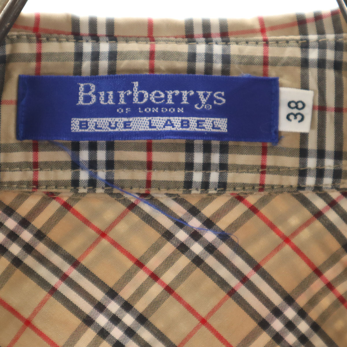Burberrys OF LONDON BLUE LABEL バーバリーズオブロンドンブルーレーベル 90s オールド ノバチェック 長袖 ボタンダウンシャツ 38 ベージュ 三陽商会 レディース
