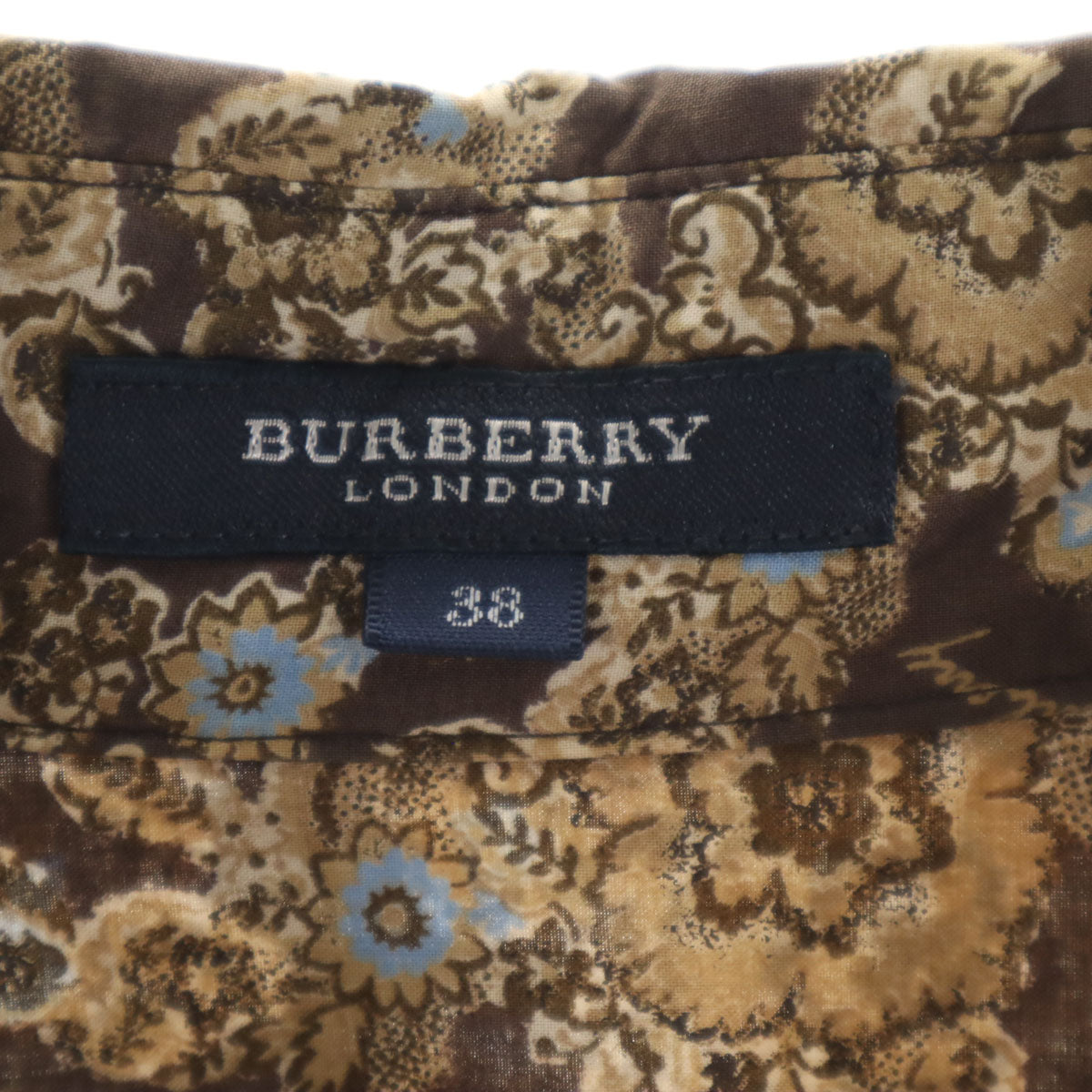 BURBERRY LONDON バーバリーロンドン 花柄 長袖 コットンシャツ 38 ブラウン 三陽商会 レディース