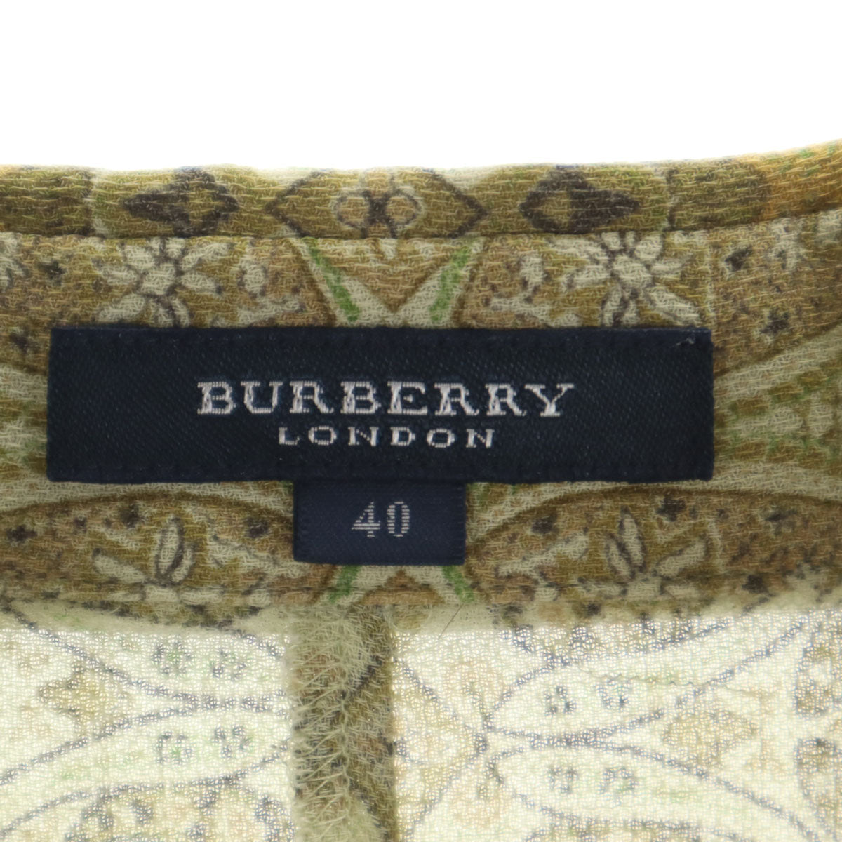 BURBERRY LONDON バーバリーロンドン リネンブレンド ペイズリー柄 7分袖 シャツ 40 グレージュ 三陽商会 レディース