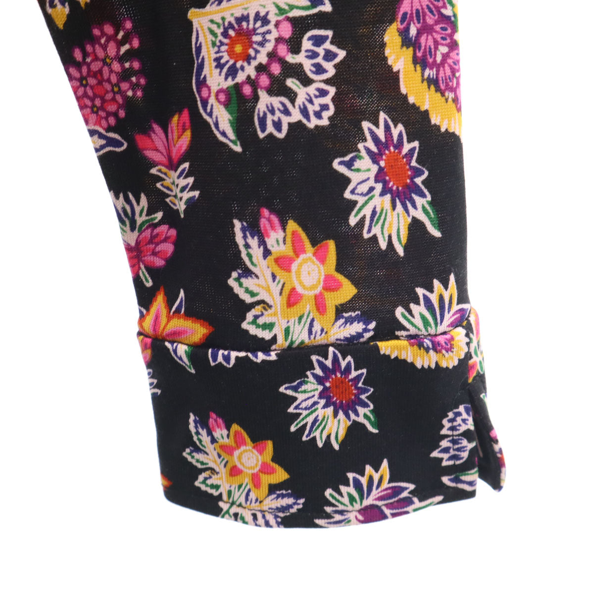 DIANE VON FURSTENBERG ダイアンフォンファステンバーグ シルク 花柄 長袖 ワンピース 2 ブラック レディース