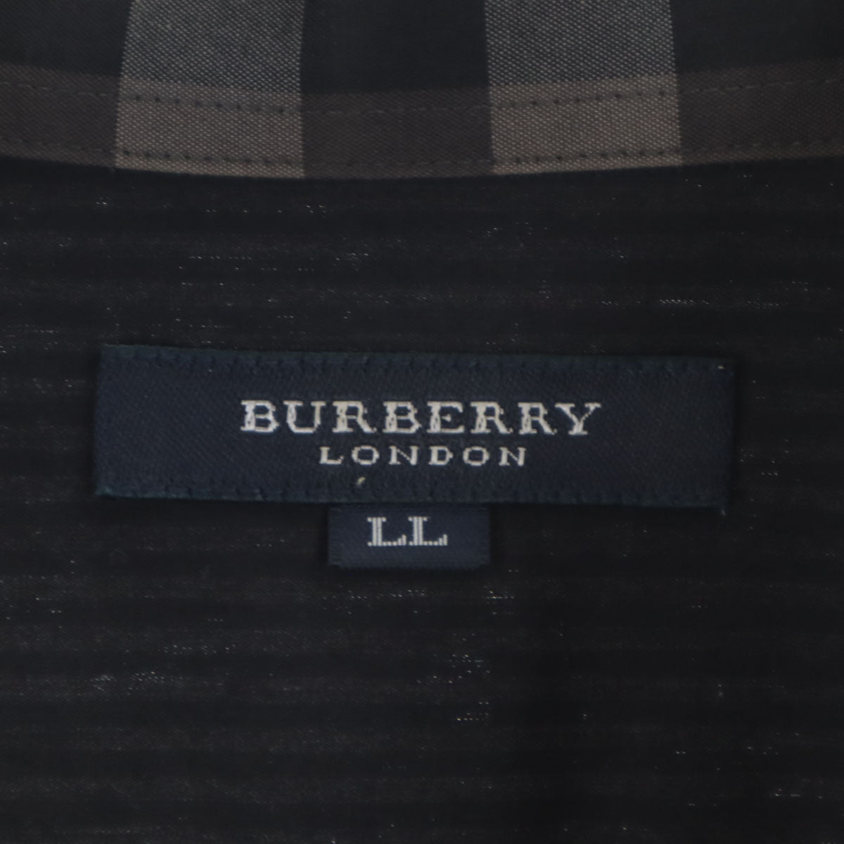 BURBERRY LONDON バーバリーロンドン 日本製 ストライプ柄 長袖 コットンシャツ LL ブラック系 メンズ
