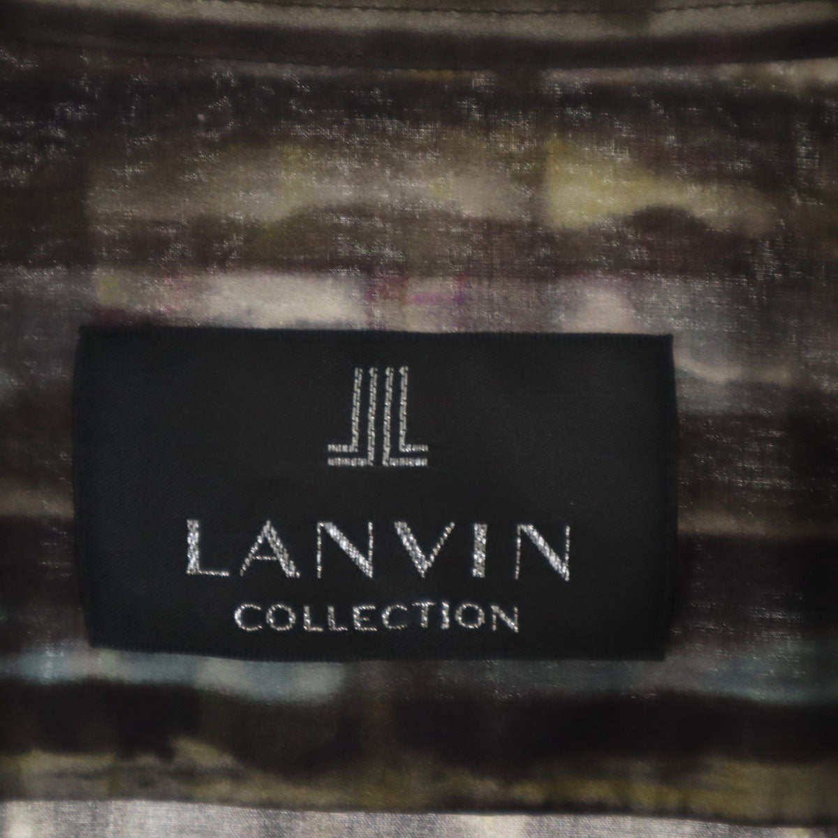 LANVIN LA COLLECTION ランバンコレクション 日本製 総柄 長袖 ボタンダウンシャツ LB チャコール メンズ