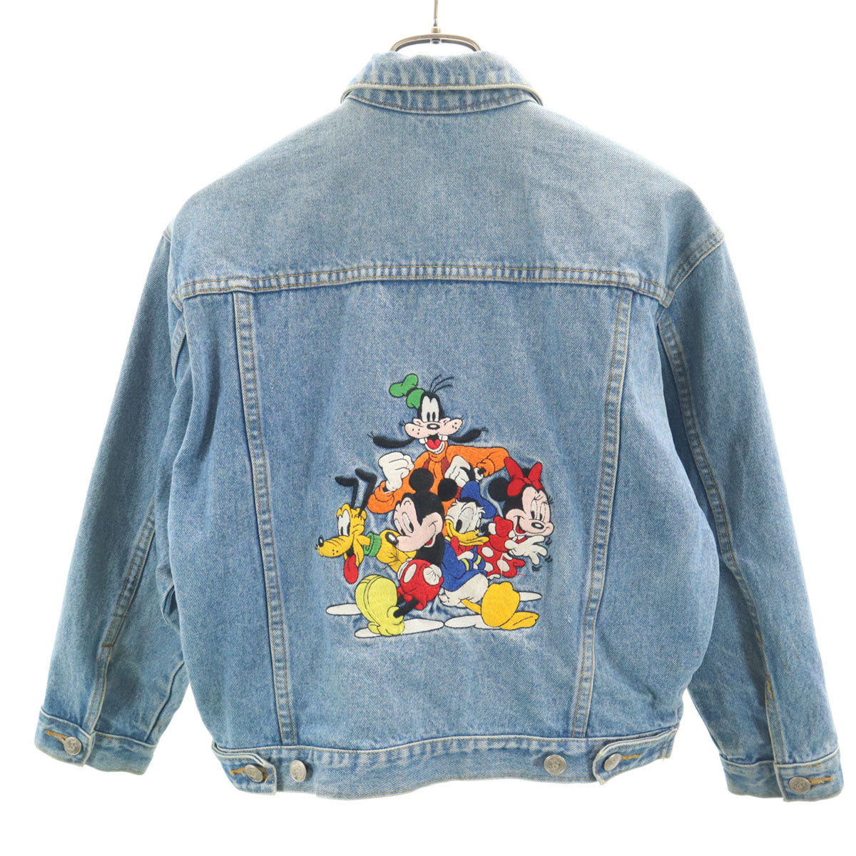 The Disney Store ディズニーストア 90s オールド バック刺繍 ミッキーフレンズ デニムジャケット L ブルー系 ジージャン トラッカー キッズ