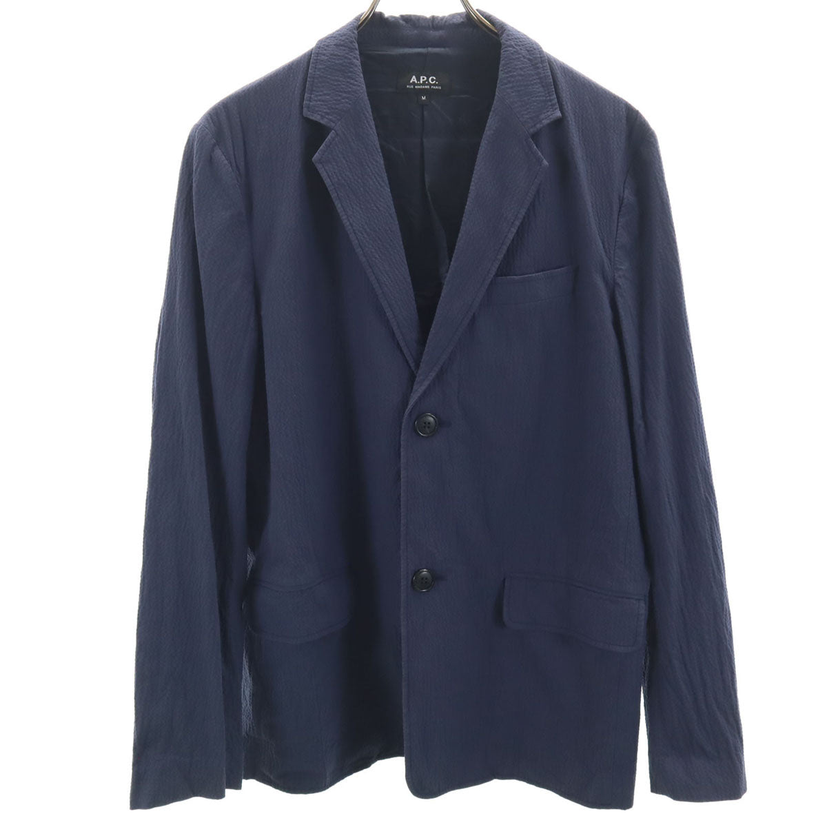 A.P.C. アーペーセー テーラードジャケット M ネイビー シアサッカー メンズ
