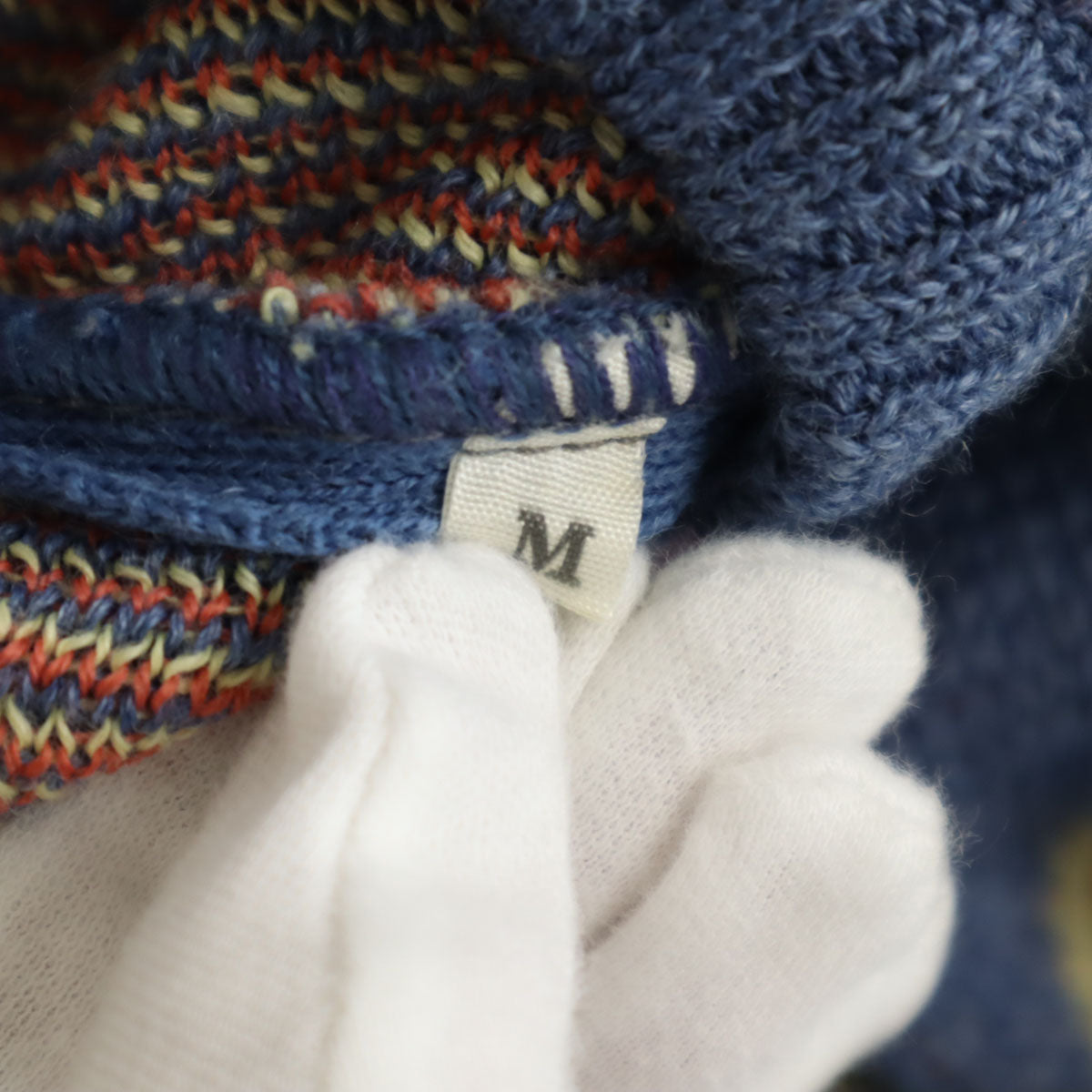 mila schon ミラショーン 80s ウールブレンド イタリア製 オールド 総柄 長袖 セーター M ブルー系 ニット メンズ