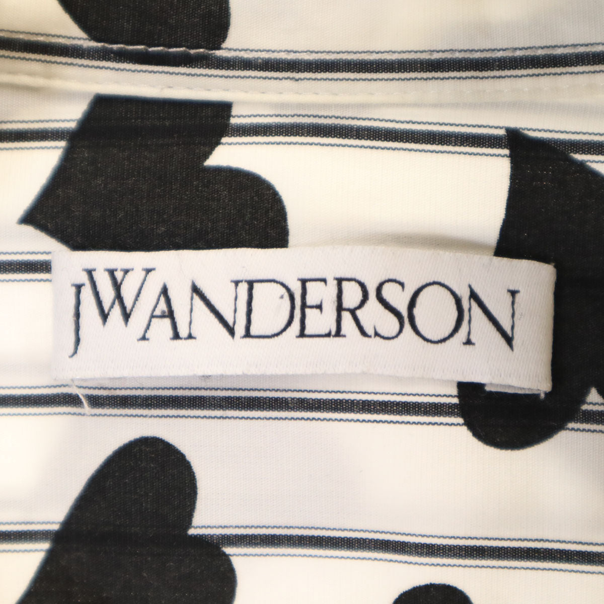 J.W.Anderson. ジェイダブリューアンダーソン ポルトガル製 ストライプ ハート柄 長袖 コットンシャツ 36 ホワイト メンズ