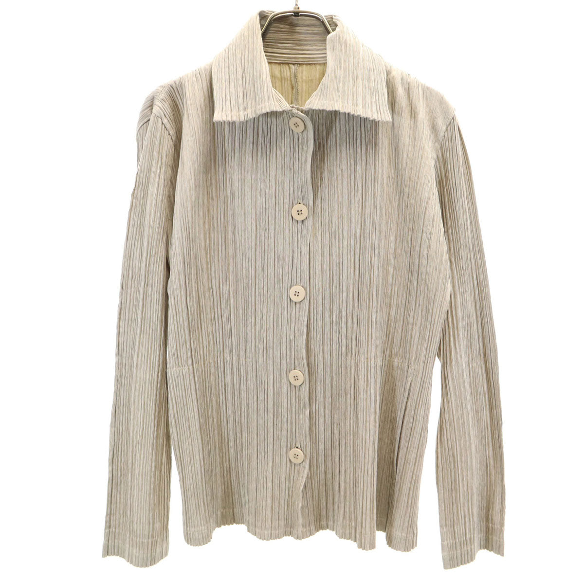 PLEATS PLEASE プリーツプリーズ 日本製 長袖 プリーツ シャツ 4 グレージュ イッセイミヤケ レディース