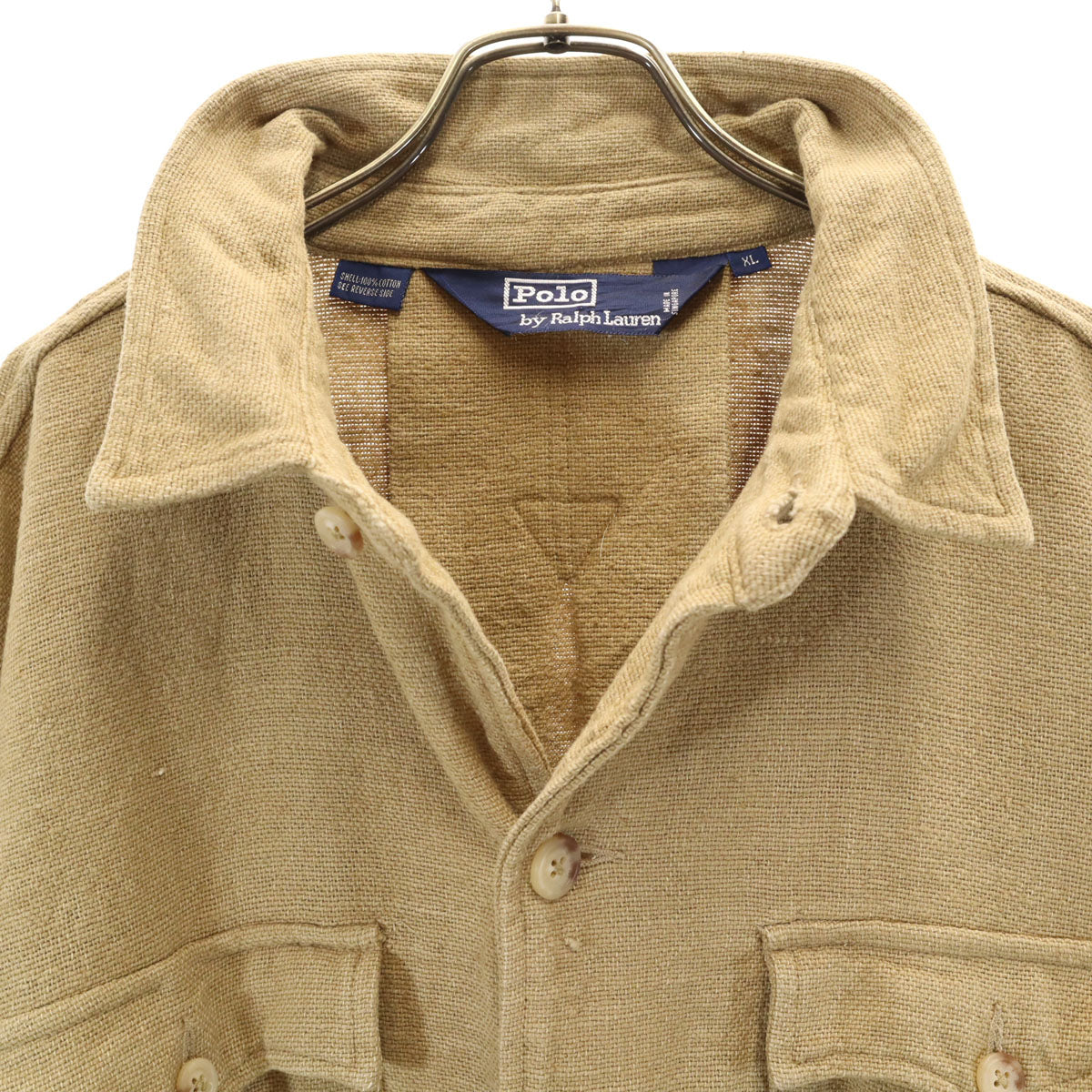 Polo by Ralph Lauren ポロバイラルフローレン 90s オールド サファリ シャツジャケット XL カーキベージュ メンズ