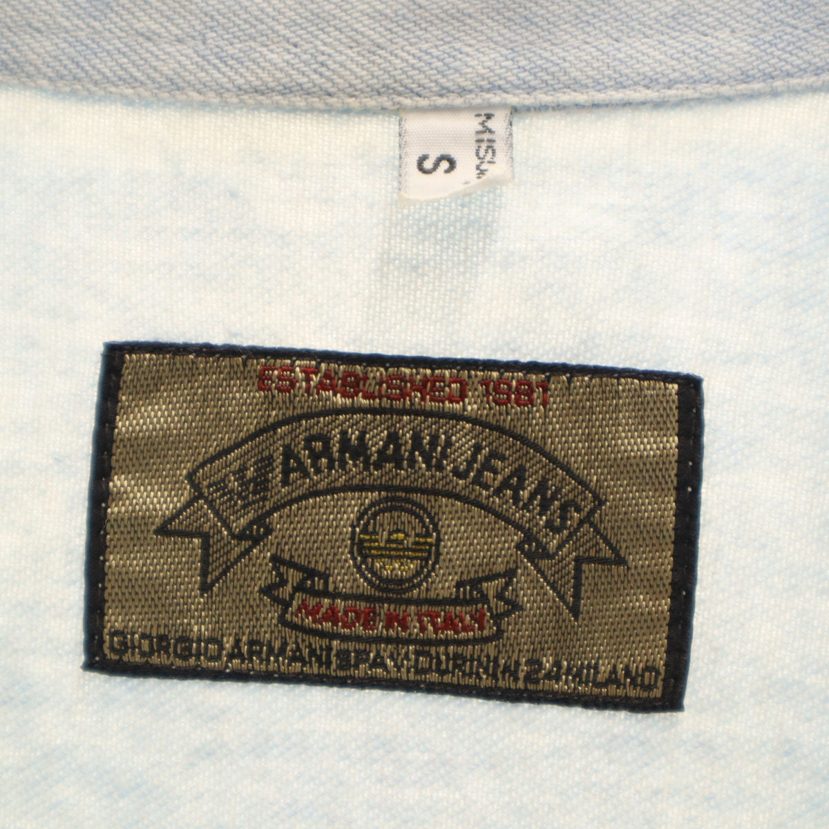ARMANI JEANS アルマーニジーンズ 90s イタリア製 オールド 長袖 デニムシャツ S ブルー系 メンズ