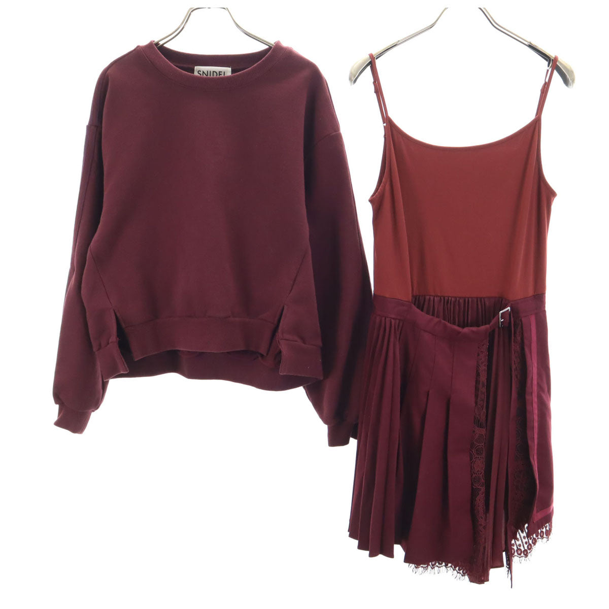 SNIDEL スナイデル 長袖 スウェットドッキング ワンピース 0 パープル系 レディース