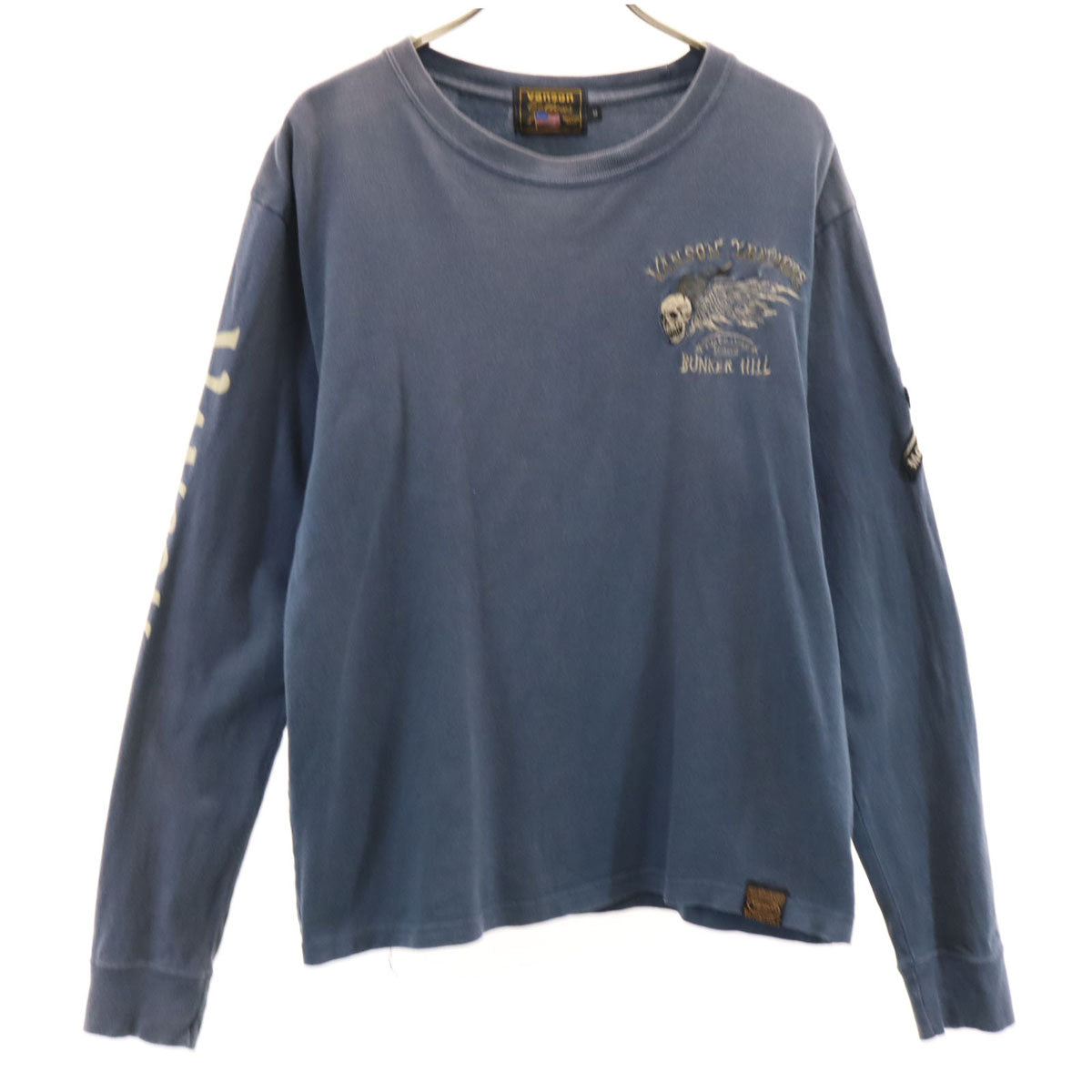 VANSON バンソン 長袖 Tシャツ M ネイビー ドクロ ロンT メンズ