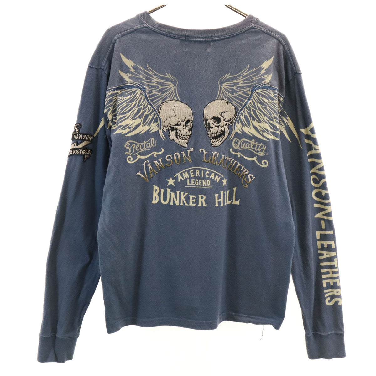 VANSON バンソン 長袖 Tシャツ M ネイビー ドクロ ロンT メンズ