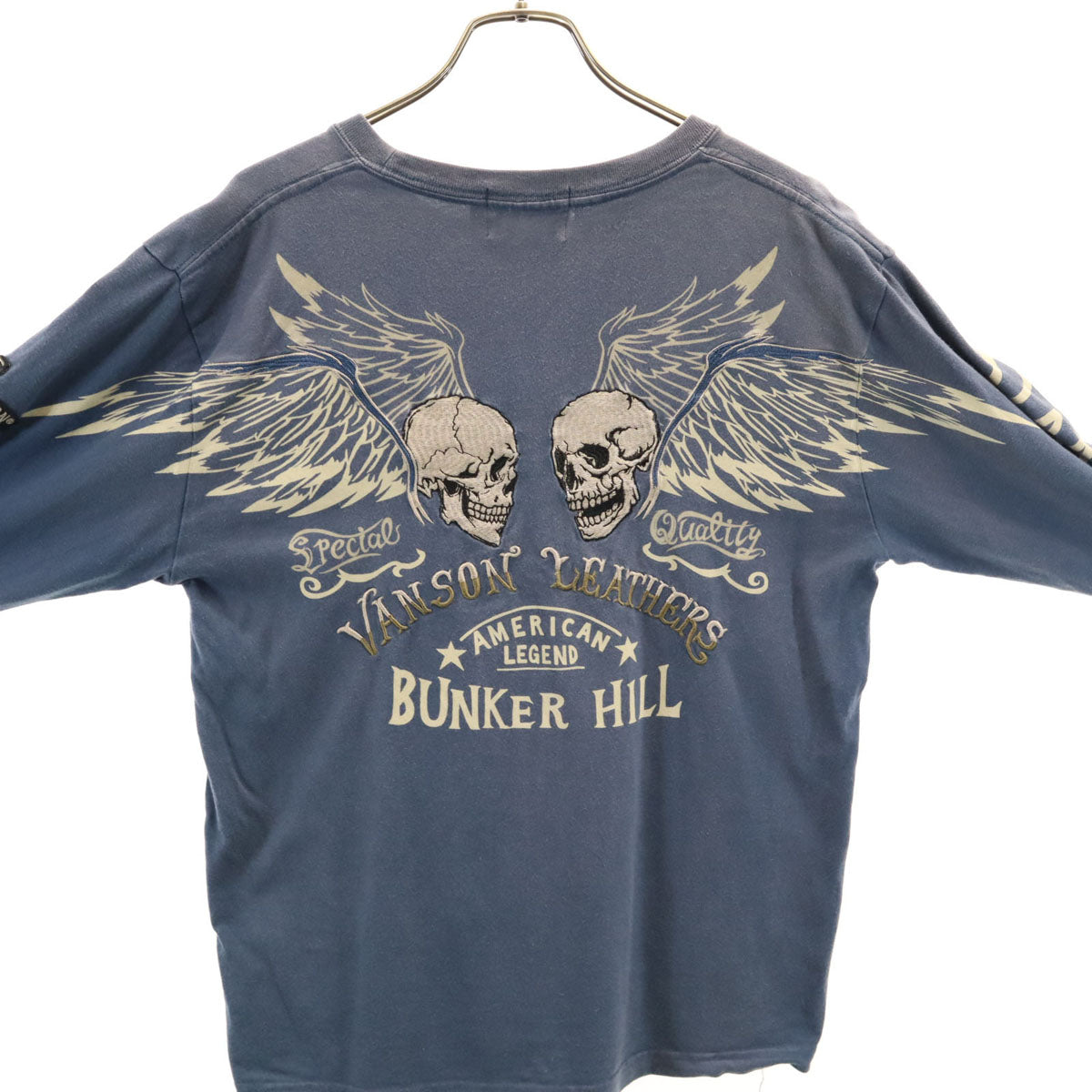 VANSON バンソン 長袖 Tシャツ M ネイビー ドクロ ロンT メンズ