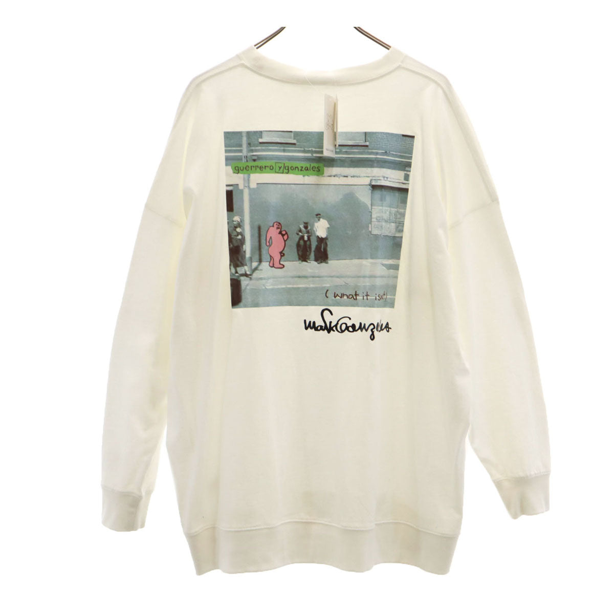 未使用 Mark Gonzales マークゴンザレス バックプリント 長袖 Tシャツ L ホワイト ロンT メンズ