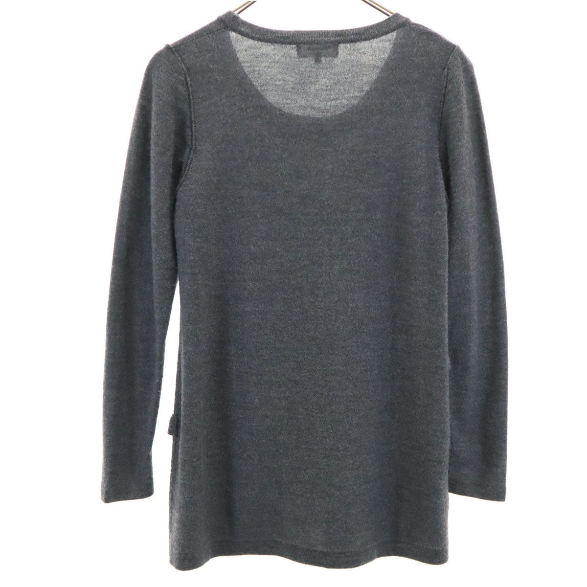 Sonia Rykiel ソニアリキエル 長袖 スパンコールフリル セーター 38 チャコールグレー ニット レディース