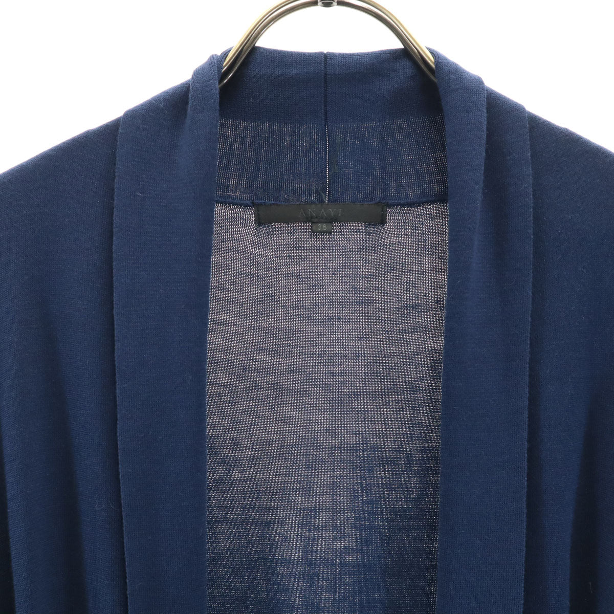 ANAYI アナイ 長袖 ガウン ニットカーディガン 38 ネイビー レディース