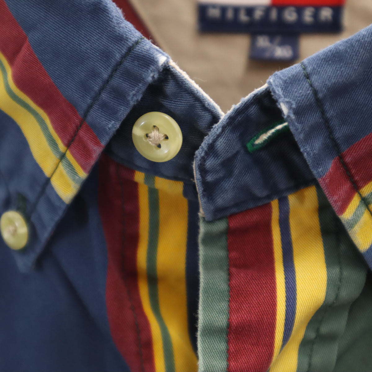 TOMMY HILFIGER トミーヒルフィガー 90s オールド ストライプ柄 長袖 ボタンダウンシャツ XL マルチ メンズ