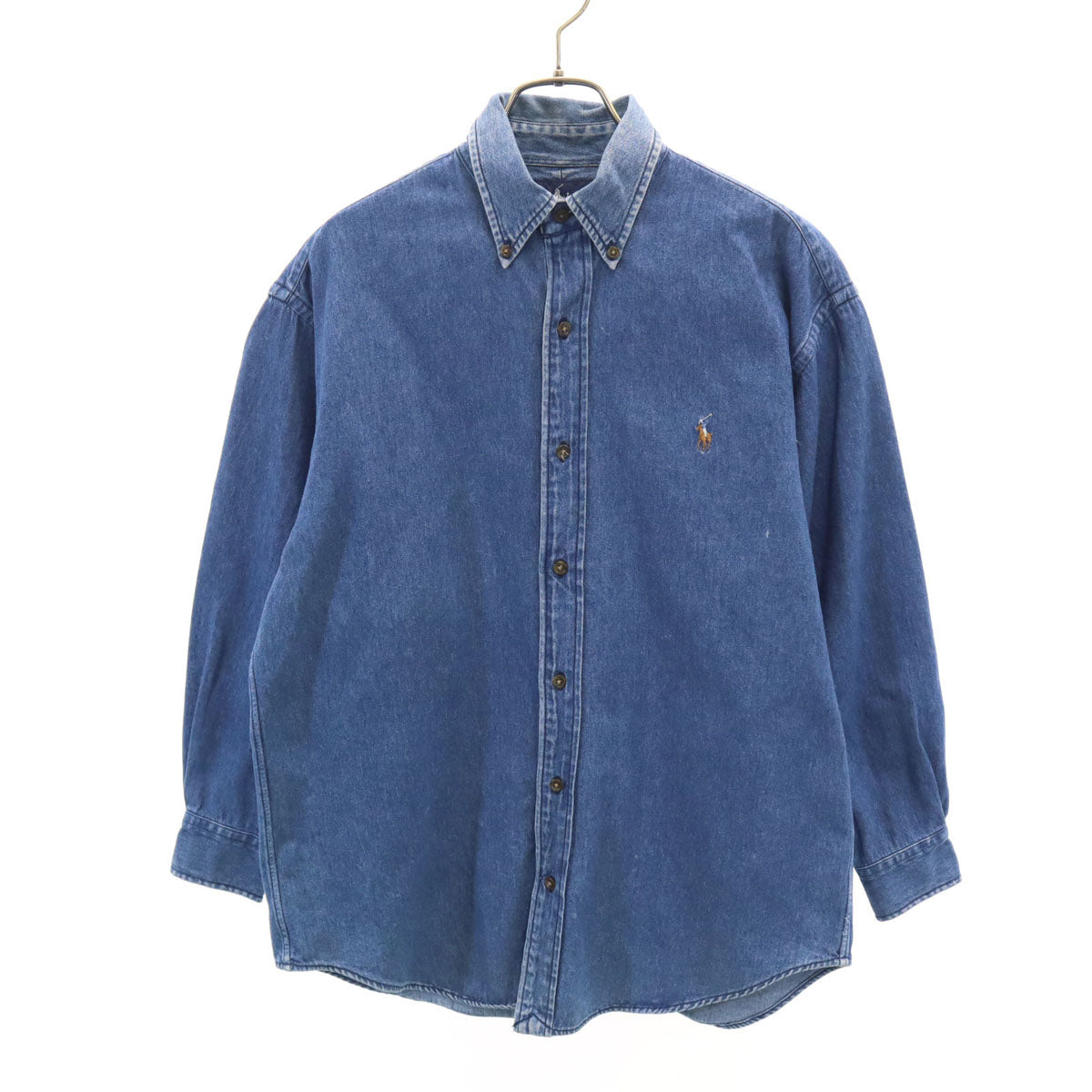 RALPH LAUREN ラルフローレン 長袖 デニム ボタンダウンシャツ 9 ウォッシュブルー レディース