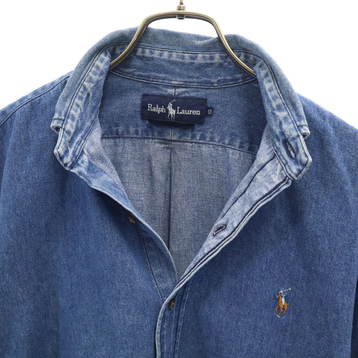 RALPH LAUREN ラルフローレン 長袖 デニム ボタンダウンシャツ 9 ウォッシュブルー レディース
