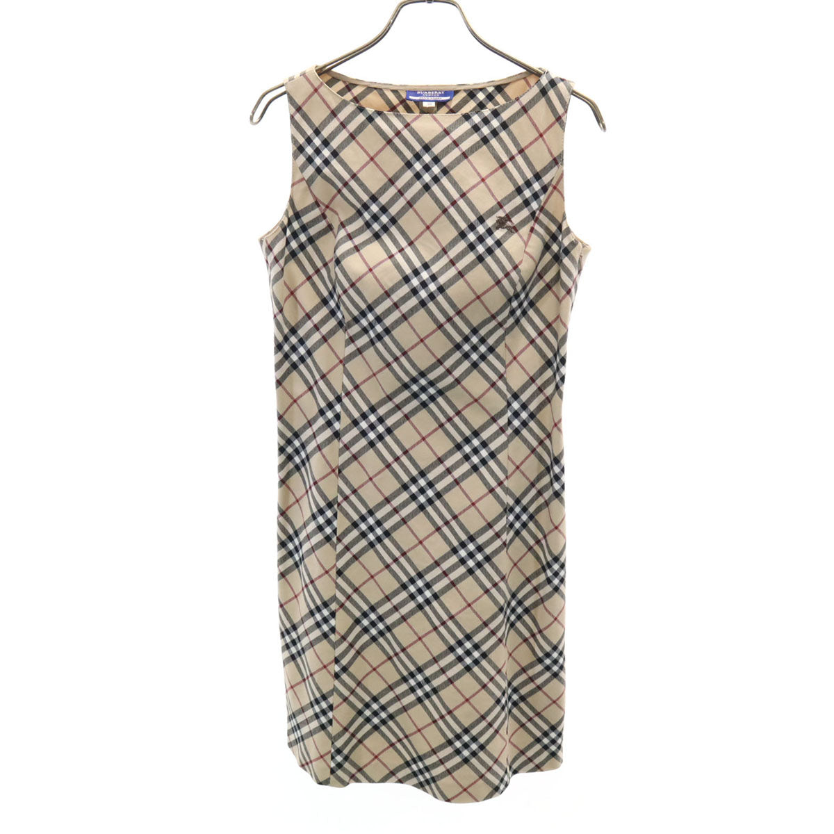 BURBERRY LONDON BLUE LABEL バーバリー ロンドン ブルーレーベル 日本製 ノバチェック ノースリーブ ワンピース 38 ベージュ 三陽商会 レディース