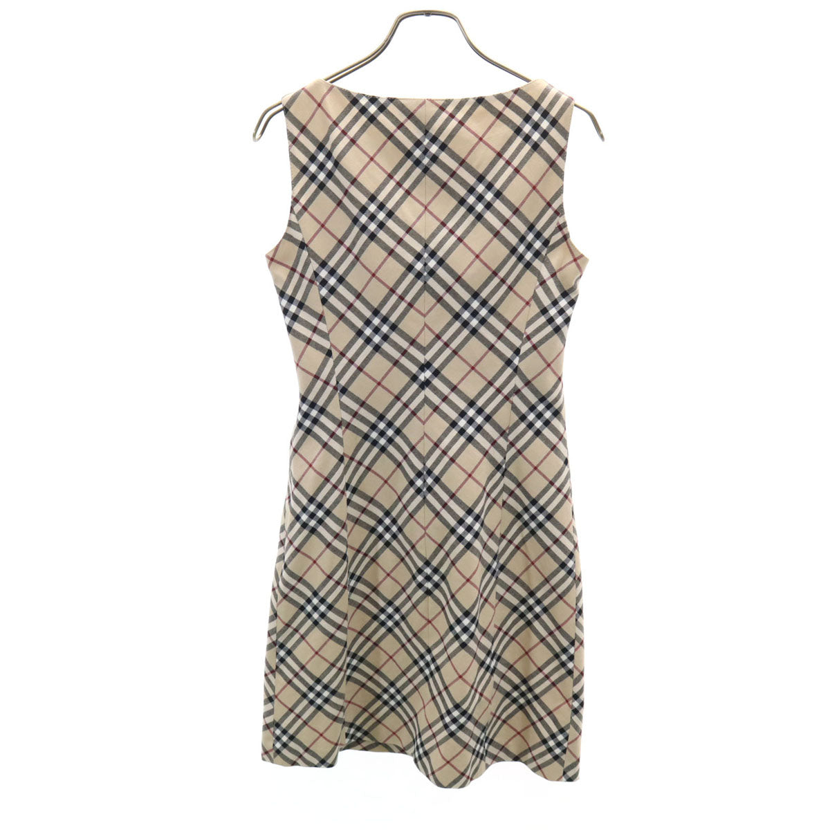 BURBERRY LONDON BLUE LABEL バーバリー ロンドン ブルーレーベル 日本製 ノバチェック ノースリーブ ワンピース 38 ベージュ 三陽商会 レディース