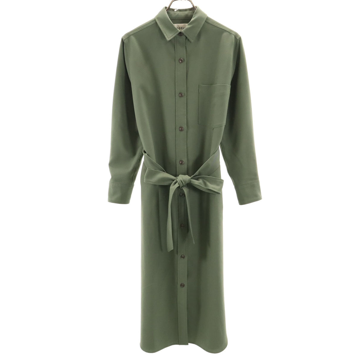 SOEJU ソージュ 日本製 長袖 シャツワンピース M モスグリーン レディース