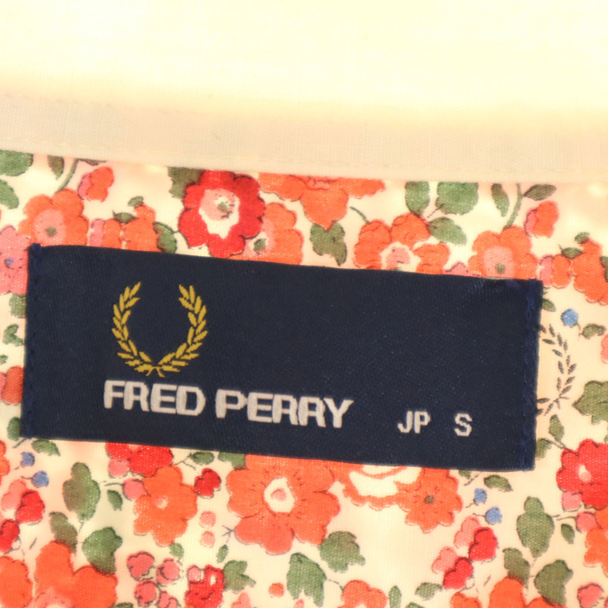 FRED PERRY フレッドペリー 花柄 長袖 シャツワンピース S ピンク系 ロールアップ レディース