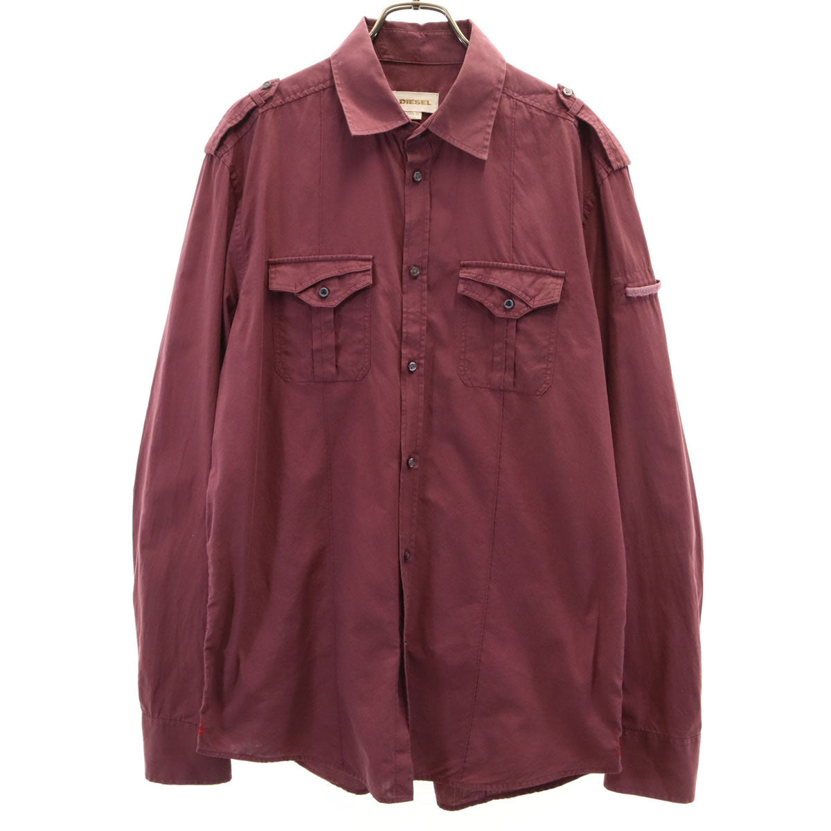 DIESEL ディーゼル 長袖 ミリタリーシャツ XL ワインレッド メンズ