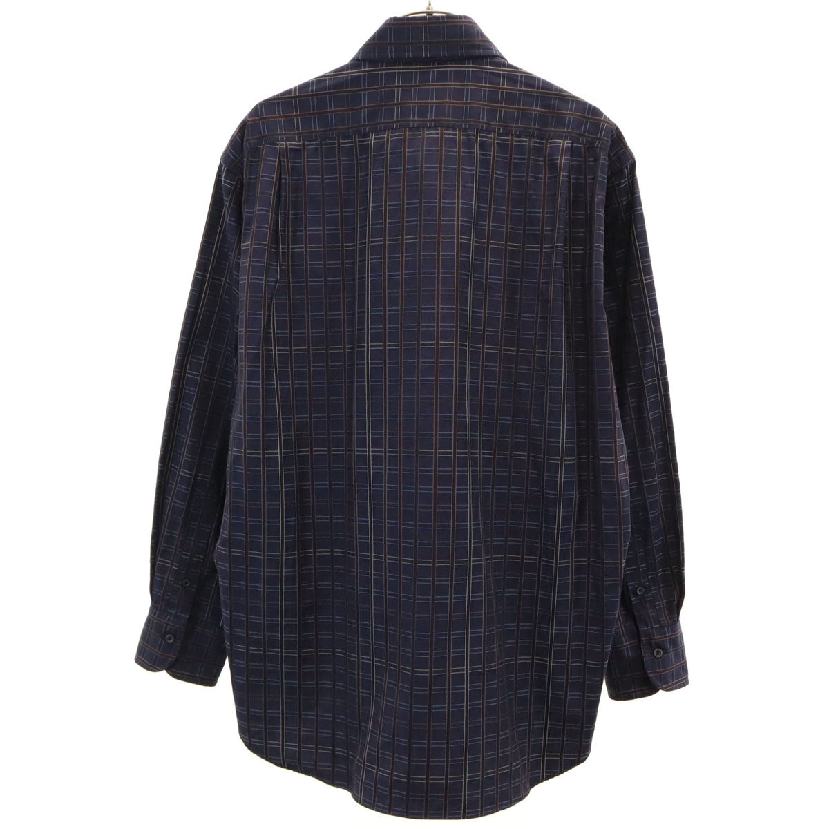 LANVIN LA COLLECTION ランバンコレクション 日本製 チェック柄 長袖 コットンシャツ L ネイビー メンズ