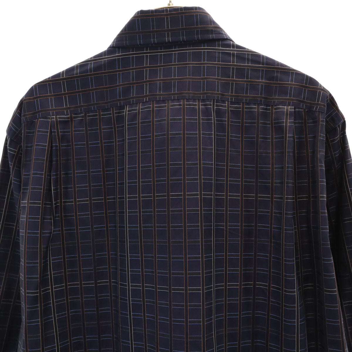 LANVIN LA COLLECTION ランバンコレクション 日本製 チェック柄 長袖 コットンシャツ L ネイビー メンズ