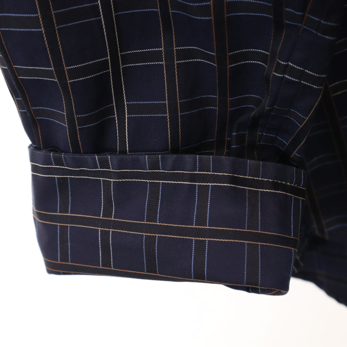 LANVIN LA COLLECTION ランバンコレクション 日本製 チェック柄 長袖 コットンシャツ L ネイビー メンズ