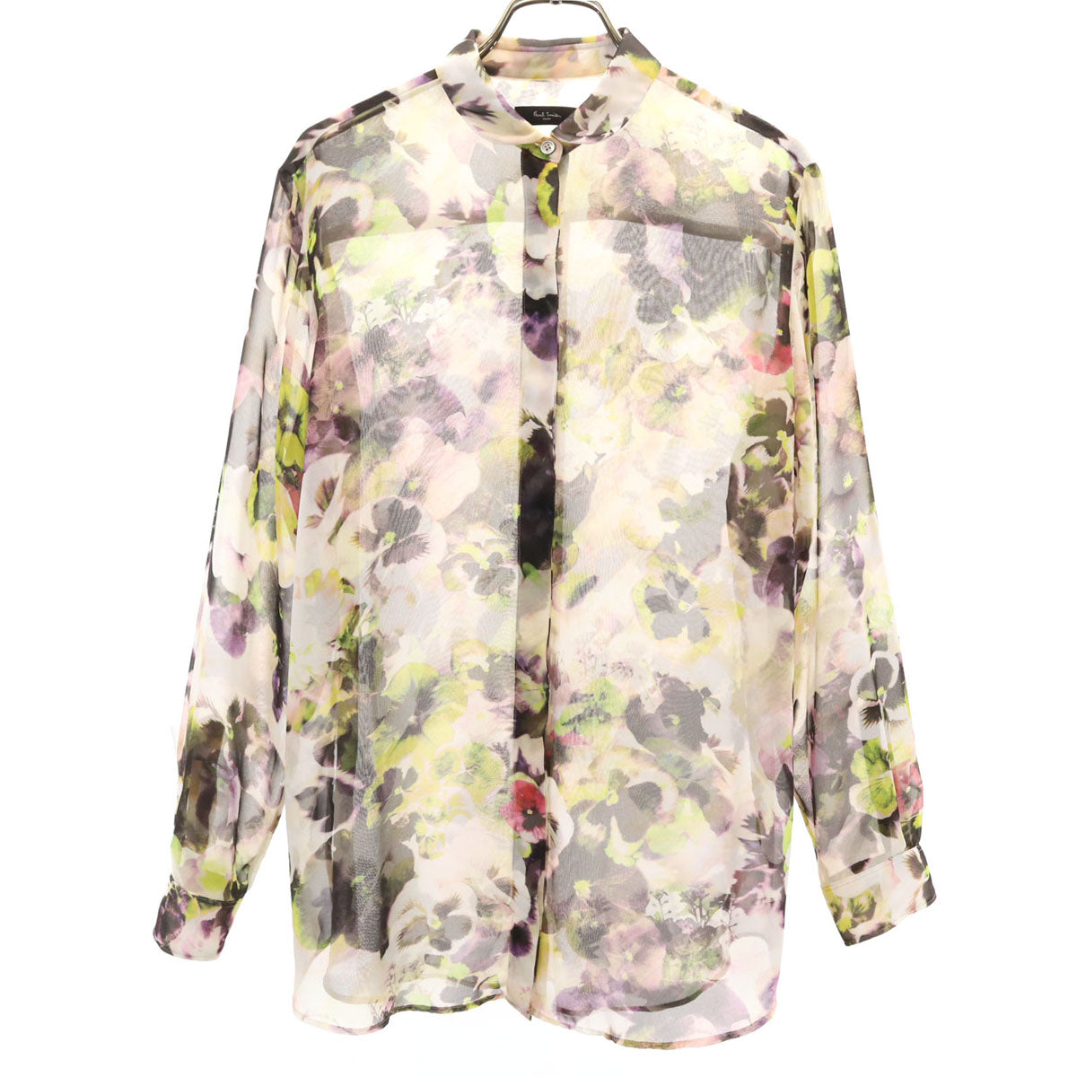 Paul Smith BLACK ポールスミス ブラック 花柄 長袖 シアー シャツ 40 アイボリー レディース