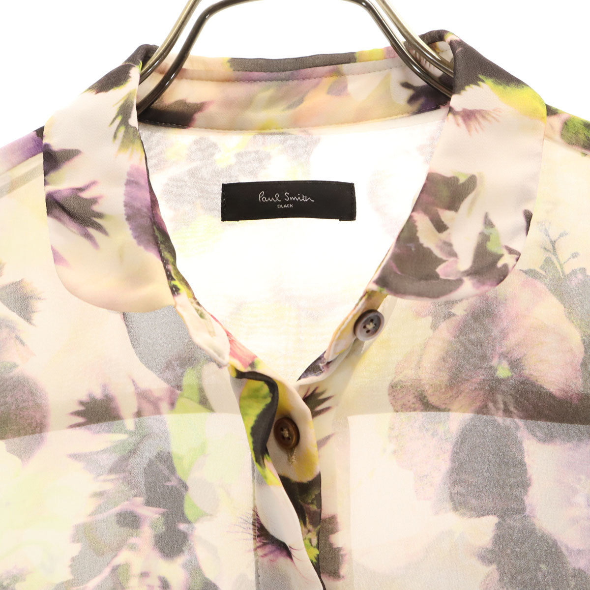 Paul Smith BLACK ポールスミス ブラック 花柄 長袖 シアー シャツ 40 アイボリー レディース