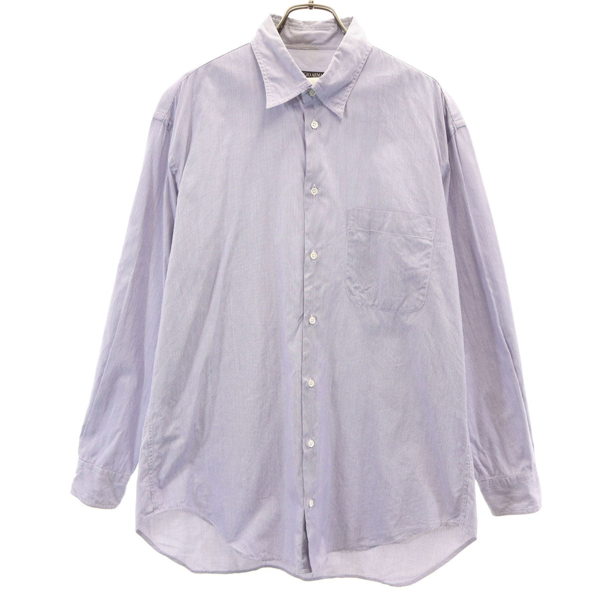 GIORGIO ARMANI ジョルジオアルマーニ 90s オールド ストライプ柄 長袖 隠し ボタンダウンシャツ 40 グレー メンズ
