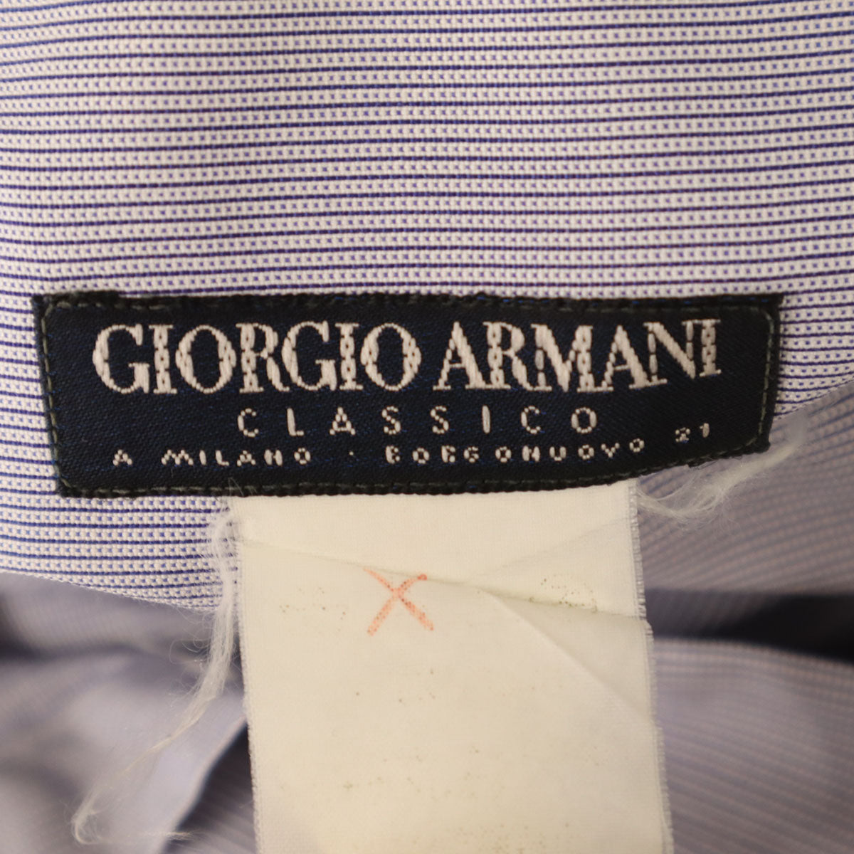 GIORGIO ARMANI ジョルジオアルマーニ 90s オールド ストライプ柄 長袖 隠し ボタンダウンシャツ 40 グレー メンズ