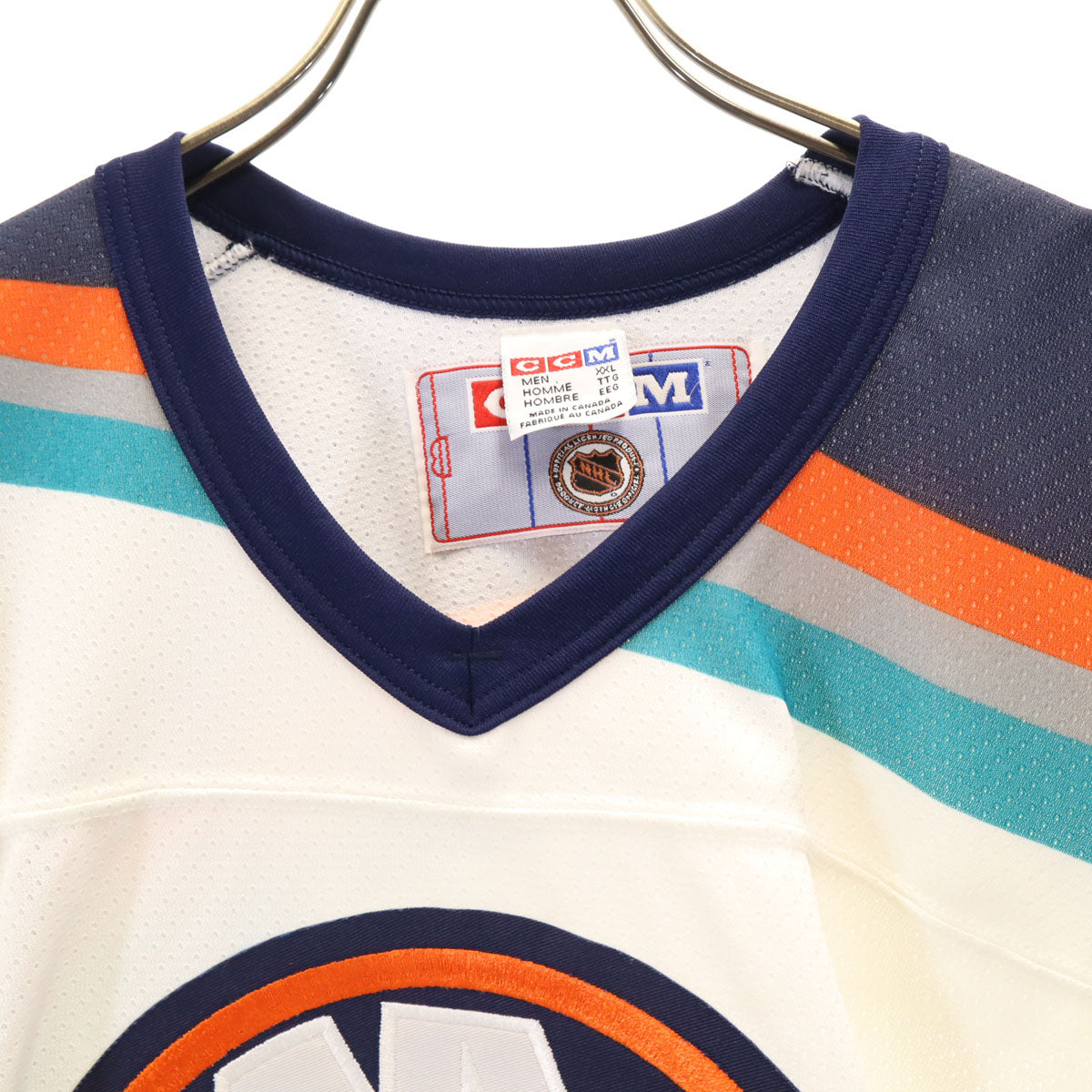 CCM シーシーエム 90s カナダ製 オールド NHL NEW YORK ISLANDERS 長袖 ゲーム シャツ XXL ホワイト ホッケー メンズ