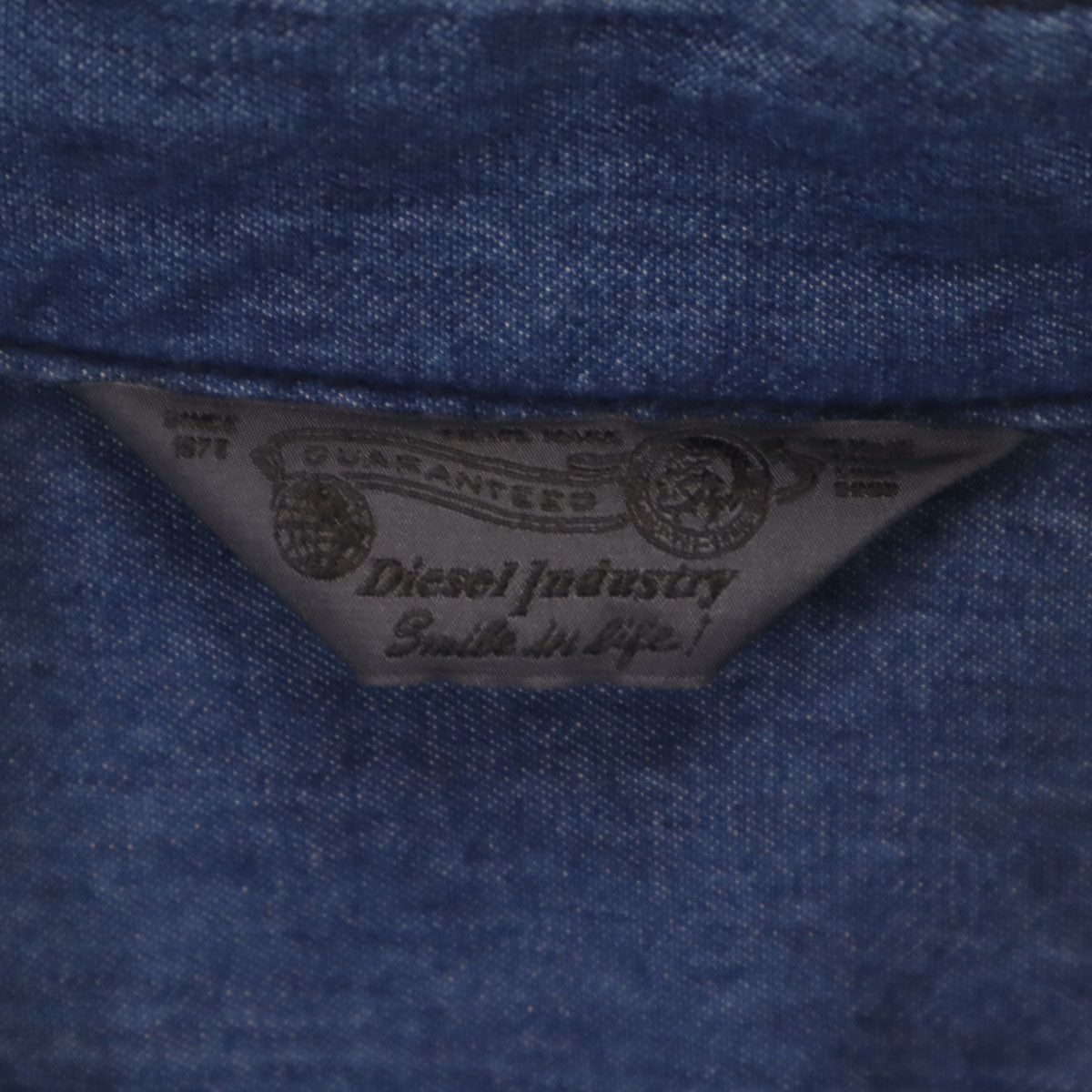 DIESEL ディーゼル 総柄 長袖 バンドカラーシャツ M ネイビー レディース