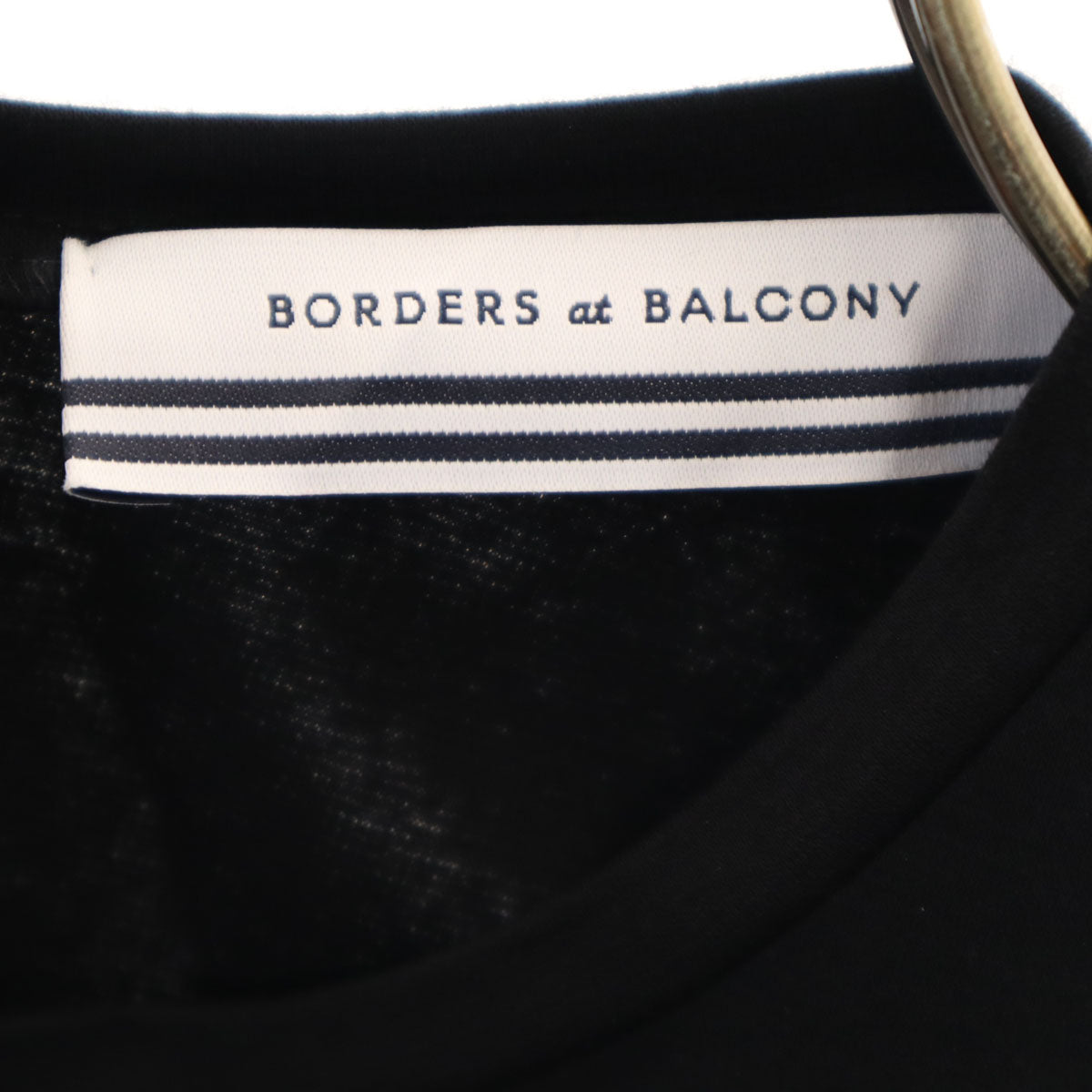 未使用 BORDERS at BALCONY ボーダーズアットバルコニー 日本製 7分袖 ロングワンピース 38 ブラック レディース