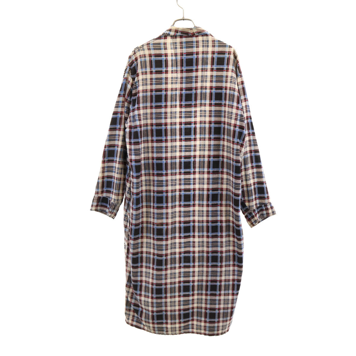 WASH N’ WEAR 70s オールド チェック柄 長袖 ガウン カーディガン M ベージュ フランネル メンズ