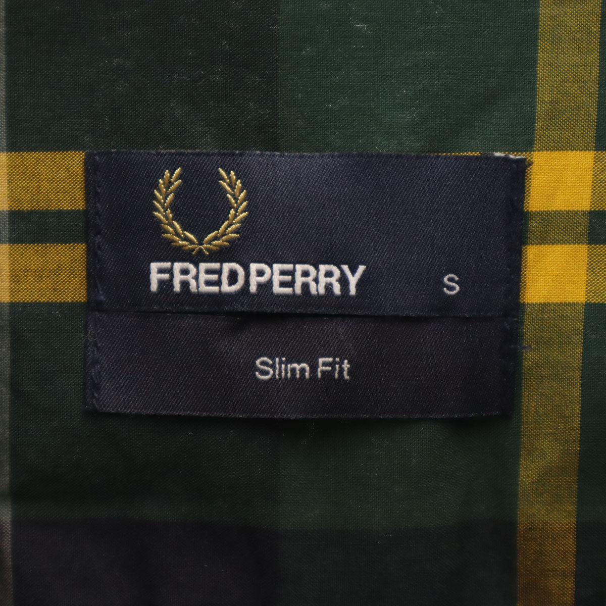 FRED PERRY フレッドペリー チェック柄 長袖 ボタンダウンシャツ S 深緑 メンズ