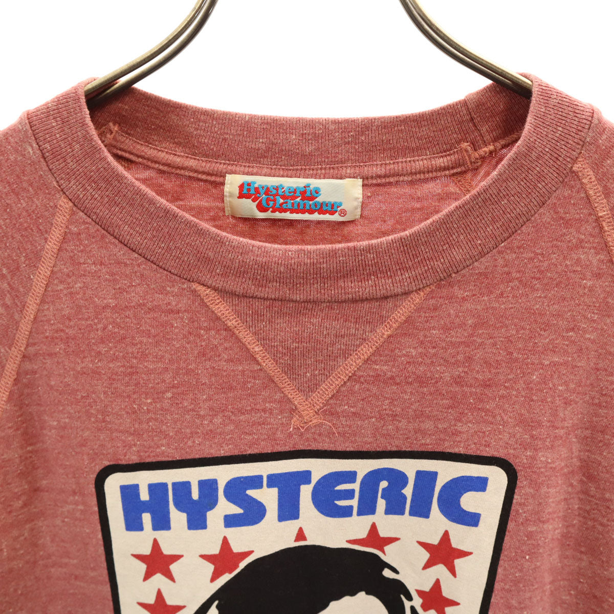 HYSTERIC GLAMOUR ヒステリックグラマー 日本製 7分袖 Tシャツ FREE レッド系 レディース