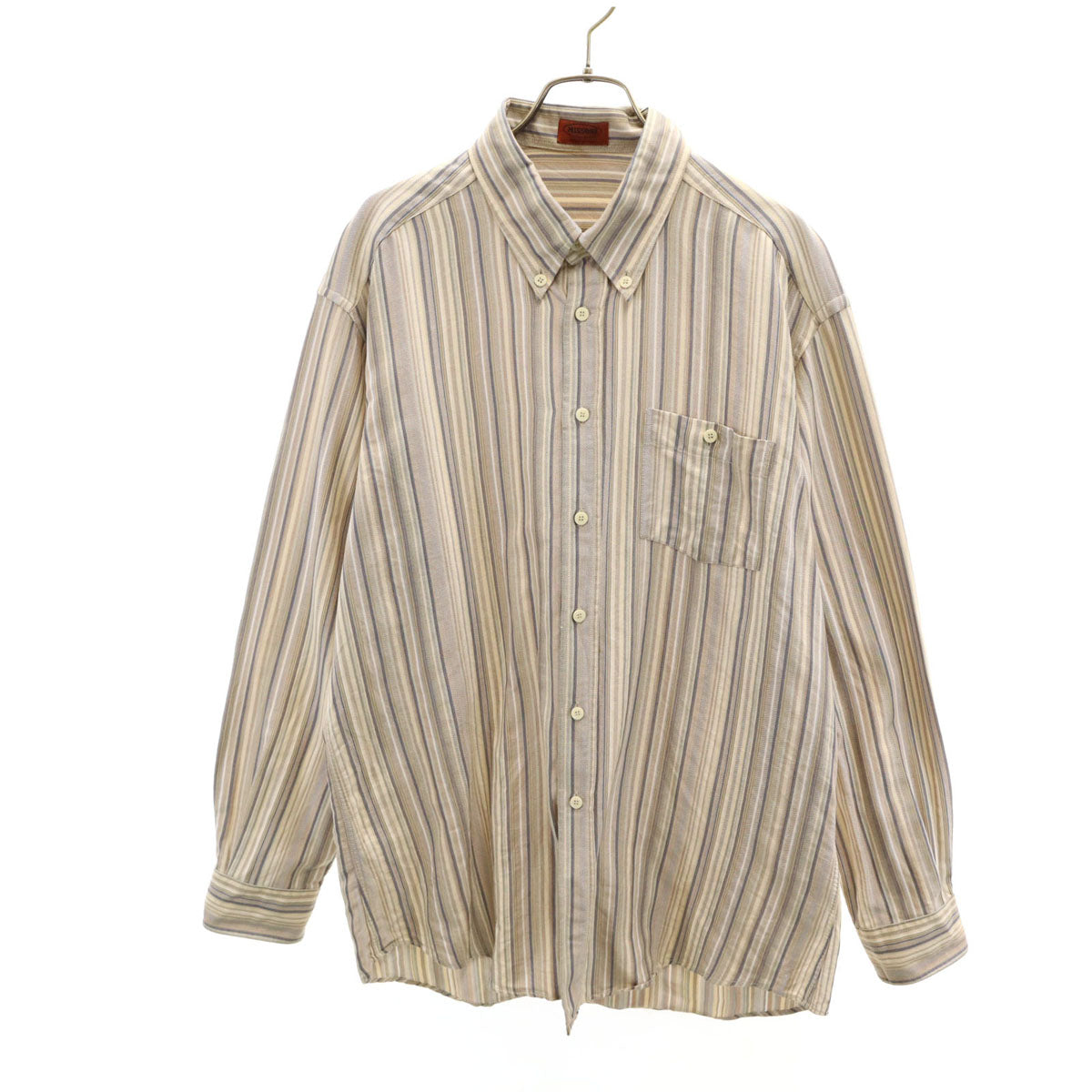 Missoni ミッソーニ イタリア製 ストライプ柄 長袖 ボタンダウンシャツ 52 ベージュ メンズ