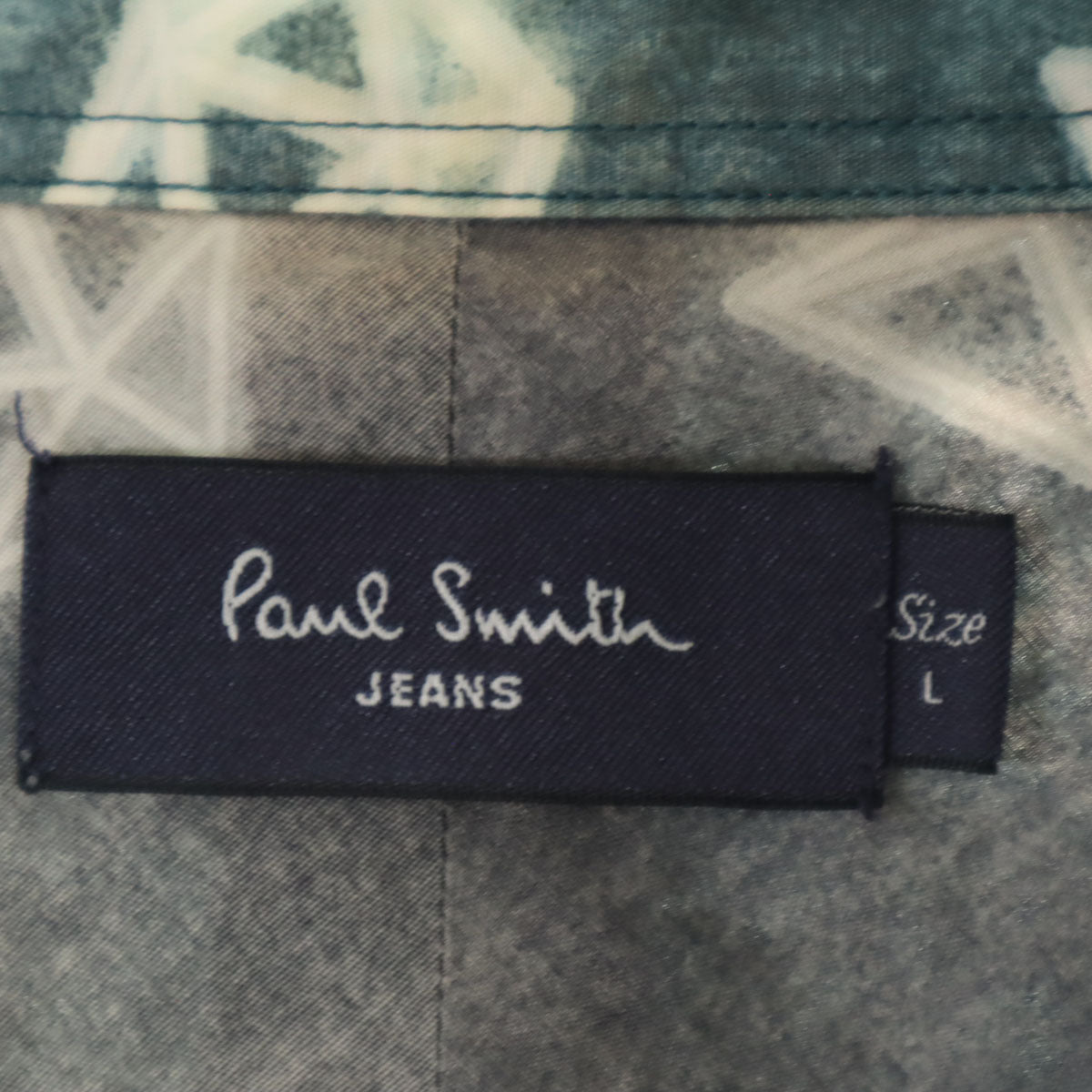 Paul Smith JEANS ポールスミスジーンズ 総柄 長袖 コットンシャツ L グリーン系 メンズ